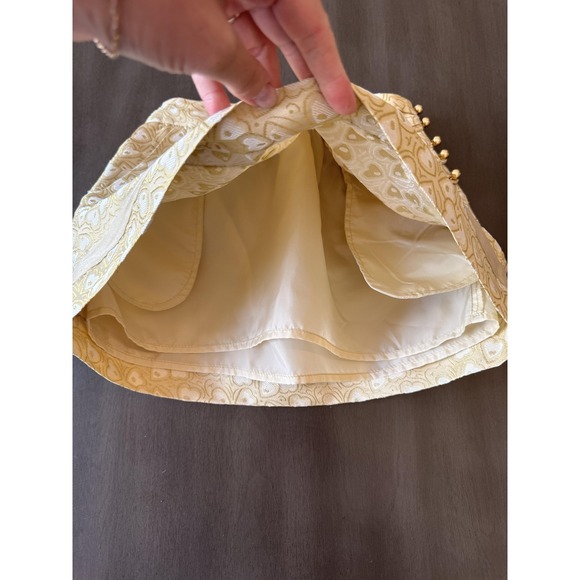 Juicy Couture Skirt Girls 7 Gold Metallic Heart Jacquard A-Line Side Buttons - Picture 2 of 11